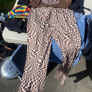 Flare checkered pants